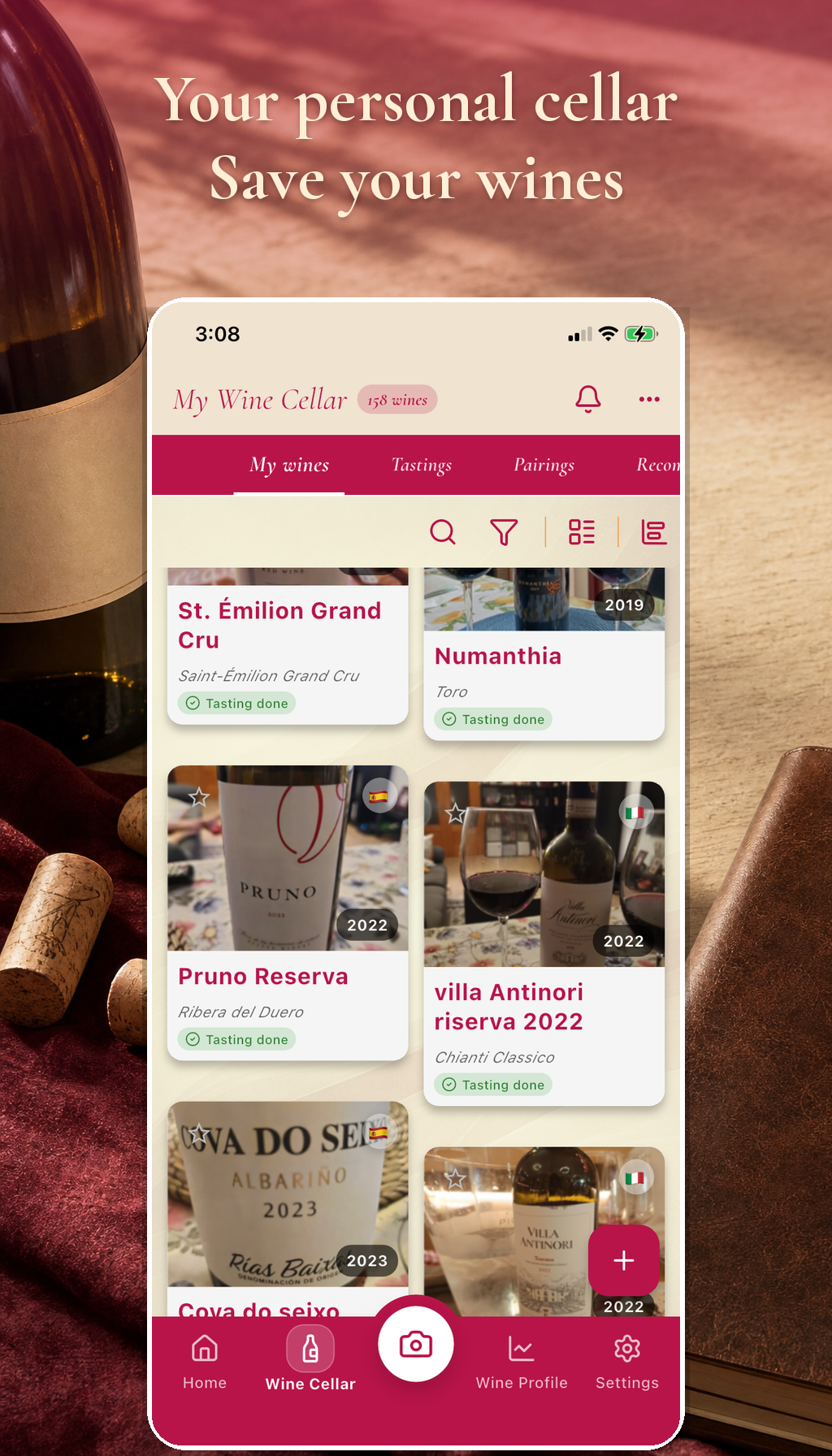 Your personal cellar. Save your wines Your personal cellar. Save your wines