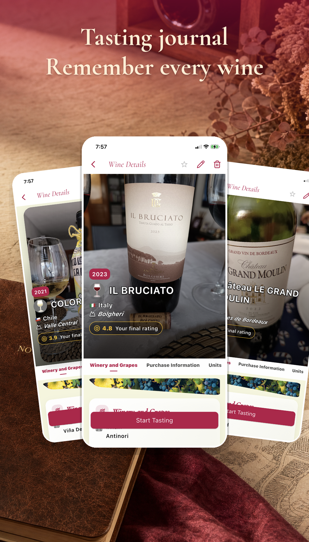 Tasting journal. Remember every wine Tasting journal. Remember every wine