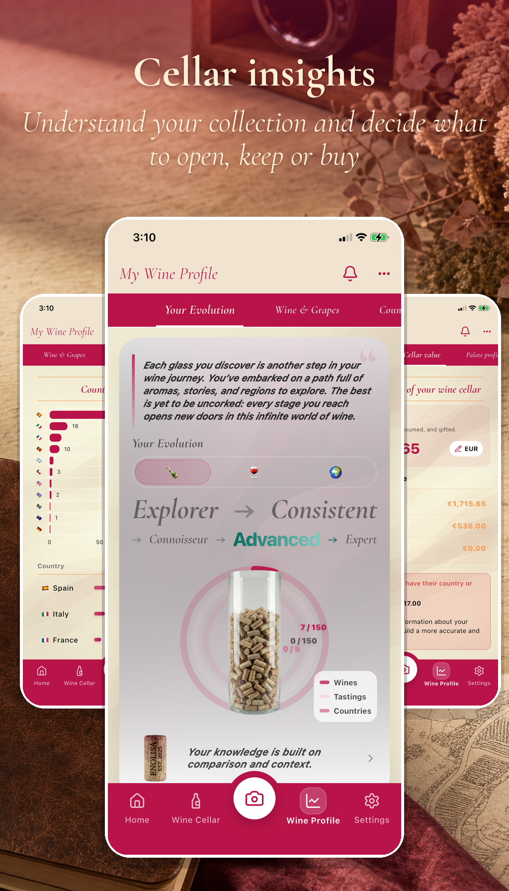 Cellar insights. Understand your collection and decide what to open, keep or buy Cellar insights. Understand your collection and decide what to open, keep or buy